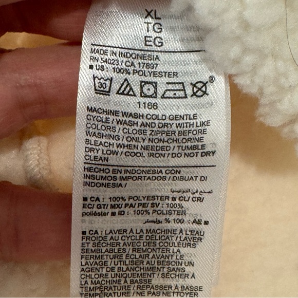 Old Navy Women’s Sherpa Teddy Jacket Fuzzy Fleece Coat Zip Up Ivory XL - Picture 9 of 16